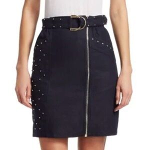 Maje Junta Blue Studded Jean Denim Skirt 36 S